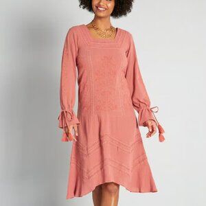 FROCK & FRILL 100% Cotton Embroidered Long Sleeve Handkerchief Dress size 8